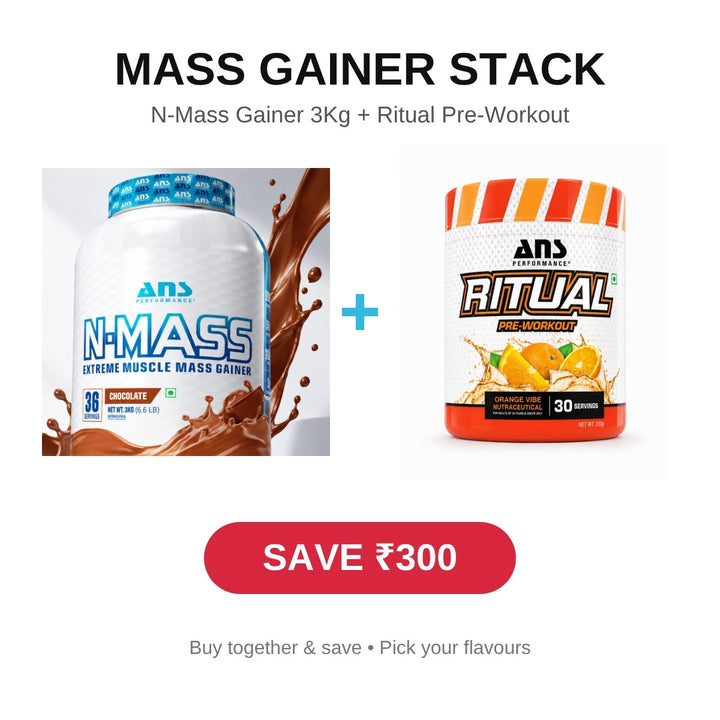 Mass Gainer Stack - N-Mass Gainer 3Kg + Ritual Pre-Workout - Save ₹300